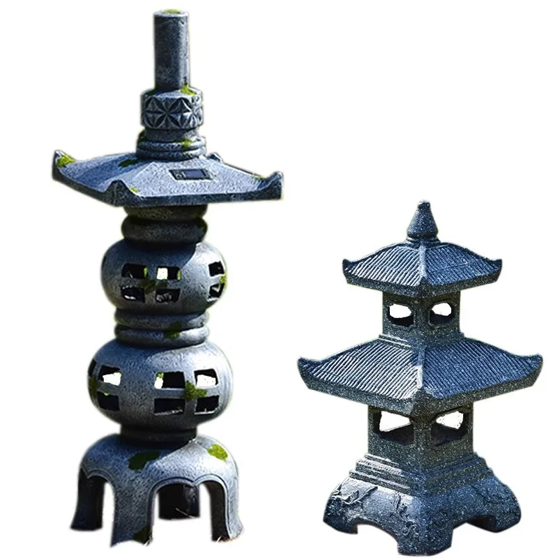 Gardening Hand Tools Japanese - Retro solar garden stone tower lamp,