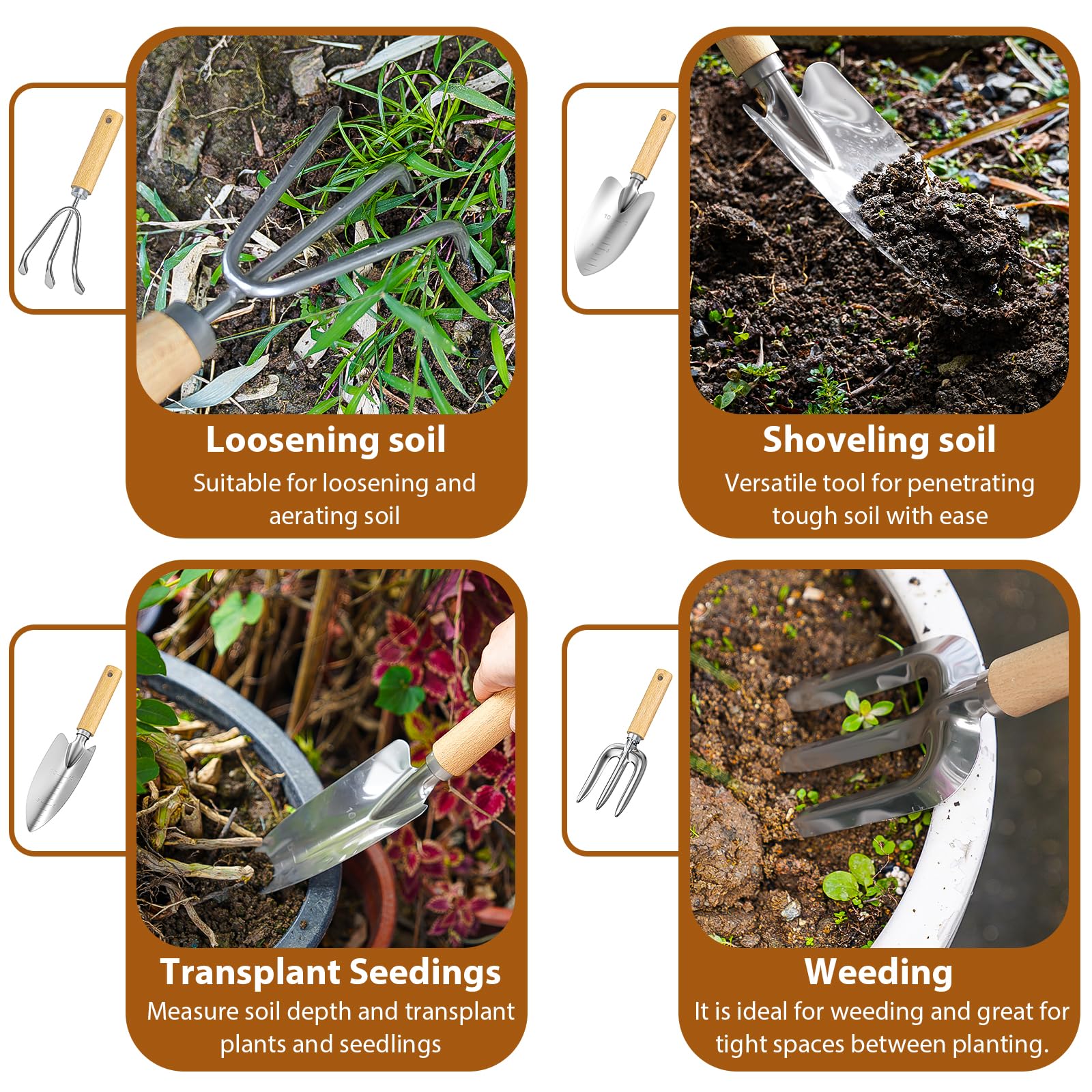 9PCS Stainless Steel Garden Ha - Spade Digging Fork 评论和价格