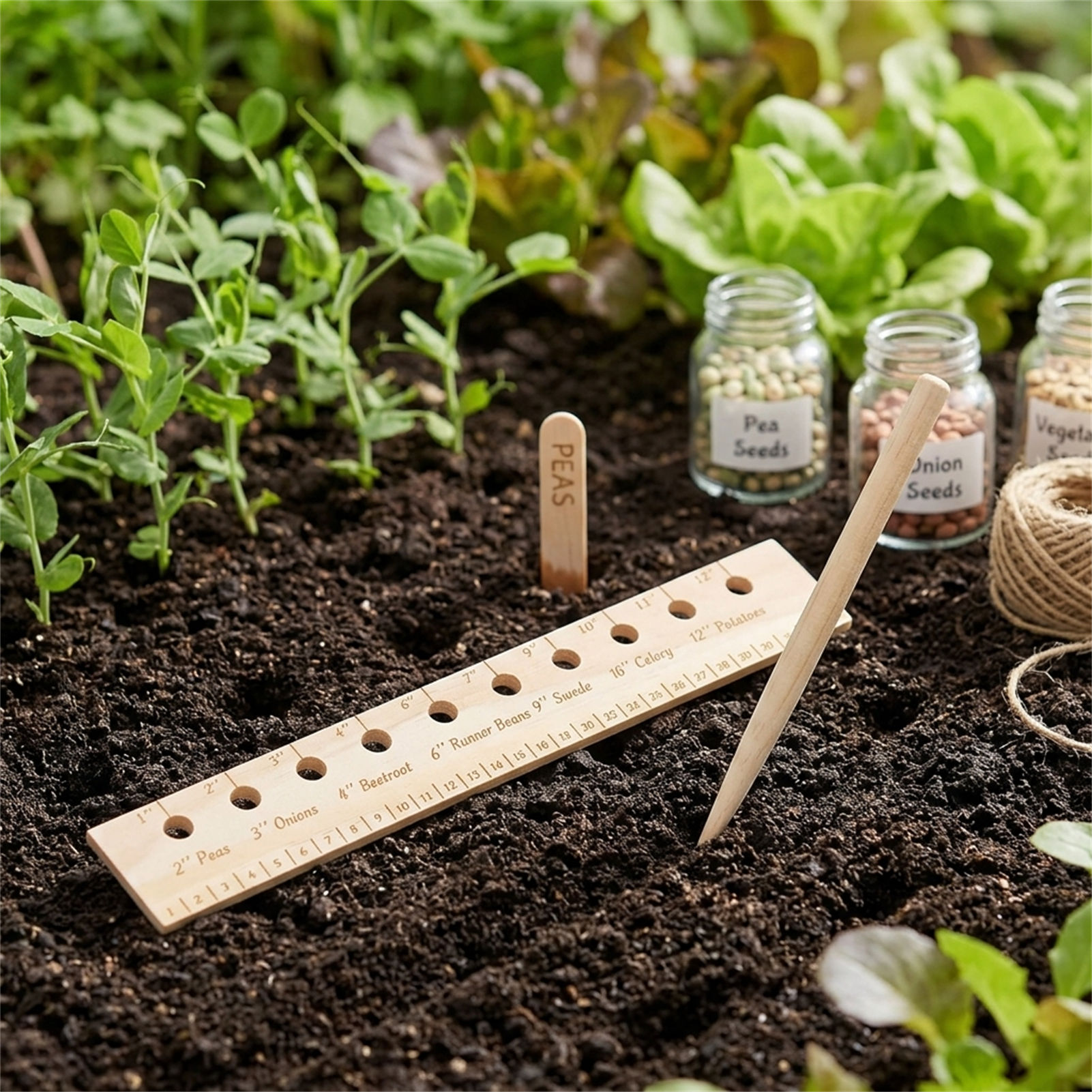Solid Wood Planting Ruler for  - Gardening Tools Vegetables 评论和价格
