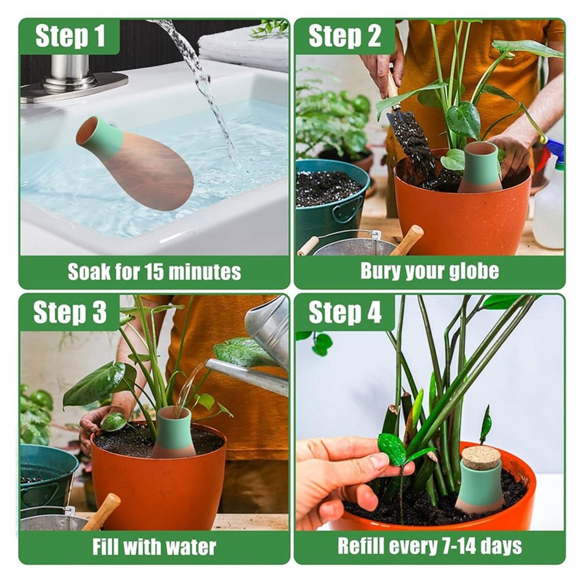 A20I 4PCS Terracotta Watering  - Self-Watering Planter 评论和价格